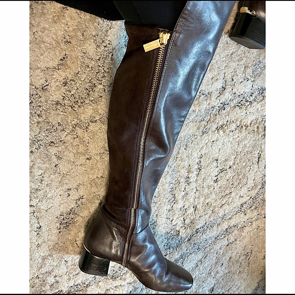 Brown Michael Kors riding boots